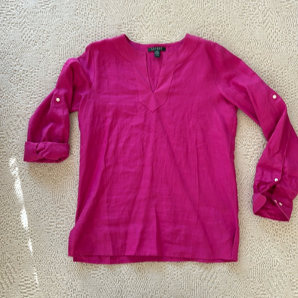 Lauren linen tunic top, pink